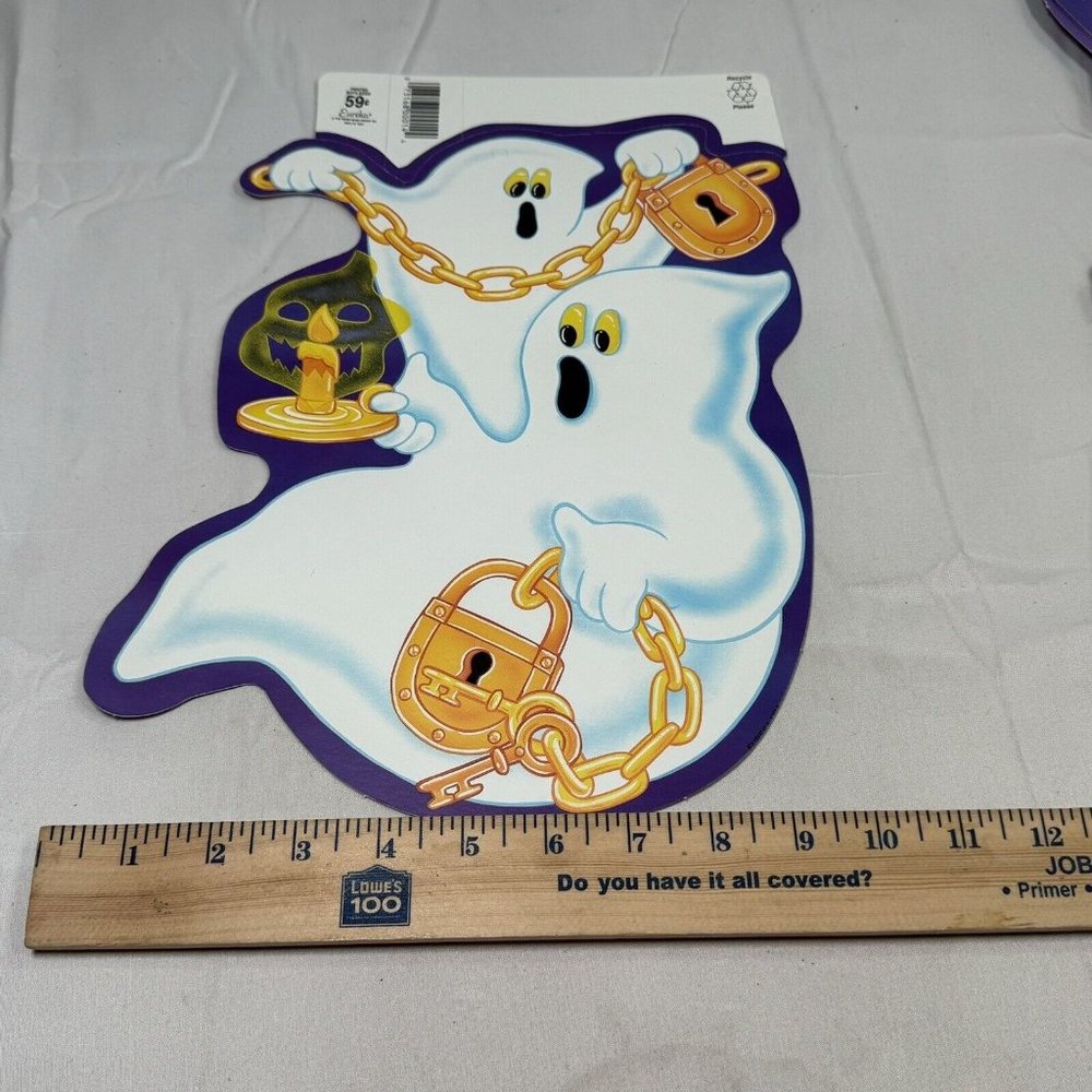 Vintage Eureka USA Ghosts w/ Candle & Chains Halloween Die Cut New Old Stock